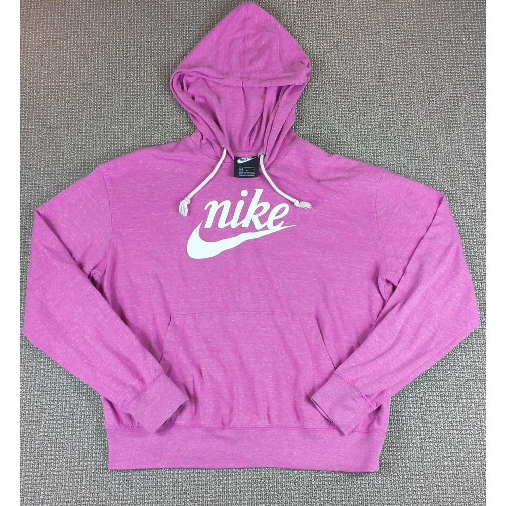 NIKE Women's Sportswear Gym Vintage Logo Pullover Hoodie Pink Size M